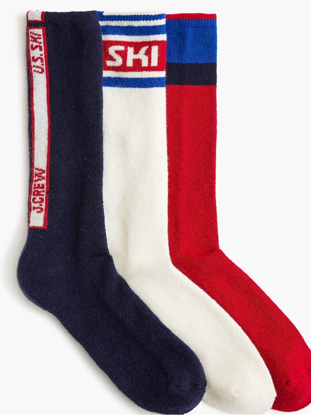 NWT Women’s USA J. Crew 3 Pack of Ski or Snowboard Crew Socks, size 5-9